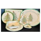 Christmas Party! Spode English Christmas Tree Dishes Including Platters, Placemat, Coasters and More