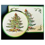 Christmas Party! Spode English Christmas Tree Dishes Including Platters, Placemat, Coasters and More