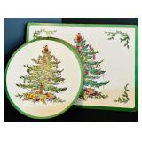 Christmas Party! Spode English Christmas Tree Dishes Including Platters, Placemat, Coasters and More