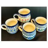 Beautiful Blue Cobalt Blue Hand Made Mugs in Poland / Polish Pottery Mugs