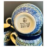 Beautiful Blue Cobalt Blue Hand Made Mugs in Poland / Polish Pottery Mugs