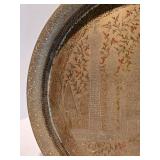 Stunning 29th Century Hand Painted Copper Tray