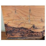 Painted Saw and Wood Burn Art