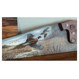 Painted Saw and Wood Burn Art