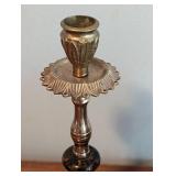 Brass Candleholders and Bottle Holder