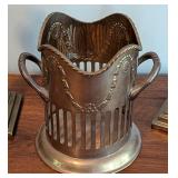 Brass Candleholders and Bottle Holder