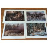 Four Unframed Deer Prints