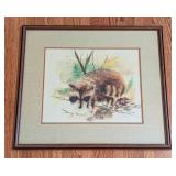 Framed Raccoon Watercolor Painting by J. McWethy