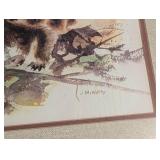 Framed Raccoon Watercolor Painting by J. McWethy