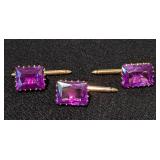 14k Emerald Cut Purple Stone Cufflinks