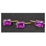 14k Emerald Cut Purple Stone Cufflinks