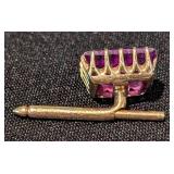 14k Emerald Cut Purple Stone Cufflinks