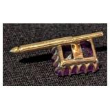 14k Emerald Cut Purple Stone Cufflinks