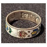Sterling and Enamel Floral Ring