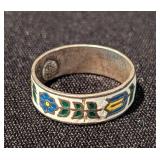 Sterling and Enamel Floral Ring