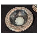 Small Sterling Silver Cup and Glass Dishes