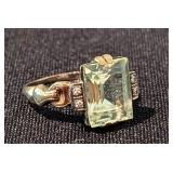 Vintage 10k Art Deco Green Stone Ring