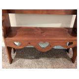 Petite Carved Wood Heart Bench