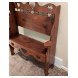 Petite Carved Wood Heart Bench