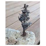 Rock with Metal Trees Decorative Sculpture
