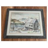 Framed Scenic Watercolor Painting by J. McWethy