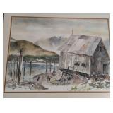 Framed Scenic Watercolor Painting by J. McWethy