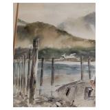 Framed Scenic Watercolor Painting by J. McWethy
