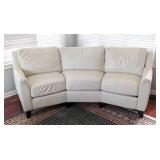 Curved White Leather Sofa