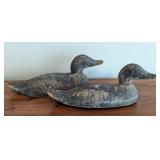 Pair of Vintage Wood Duck Decoys with Glass Eyes