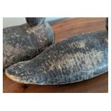 Pair of Vintage Wood Duck Decoys with Glass Eyes