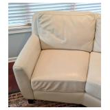 Curved White Leather Sofa