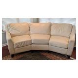 Curved White Leather Sofa