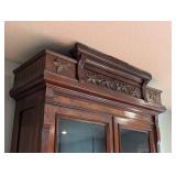 Antique Eastlake Walnut and Burl Wood Display Cabinet Secretary