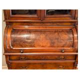 Antique Eastlake Walnut and Burl Wood Display Cabinet Secretary