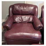 Pair of Hancock and Moore Leather Armchairs and Ottoman