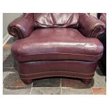 Pair of Hancock and Moore Leather Armchairs and Ottoman