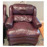 Pair of Hancock and Moore Leather Armchairs and Ottoman