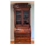 Antique Eastlake Walnut and Burl Wood Display Cabinet Secretary