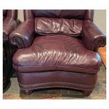Pair of Hancock and Moore Leather Armchairs and Ottoman