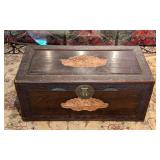 Carved Chinese Wood Storage Trunk