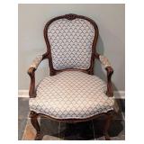 Elegant Blue Carved Wood Armchair