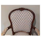 Elegant Blue Carved Wood Armchair