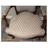 Elegant Blue Carved Wood Armchair