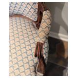 Elegant Blue Carved Wood Armchair