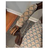 Elegant Blue Carved Wood Armchair