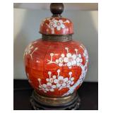 Pair of Orange Asian Inspired Table Lamps