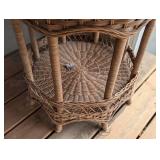 Glass Topped Wicker Side Table