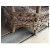 Glass Topped Wicker Side Table