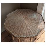 Glass Topped Wicker Side Table
