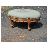 Antique Needlepoint Footstool